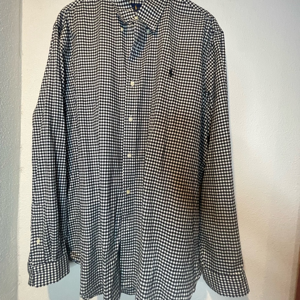 Ralph Lauren Black and White Gingham Men's Shirt